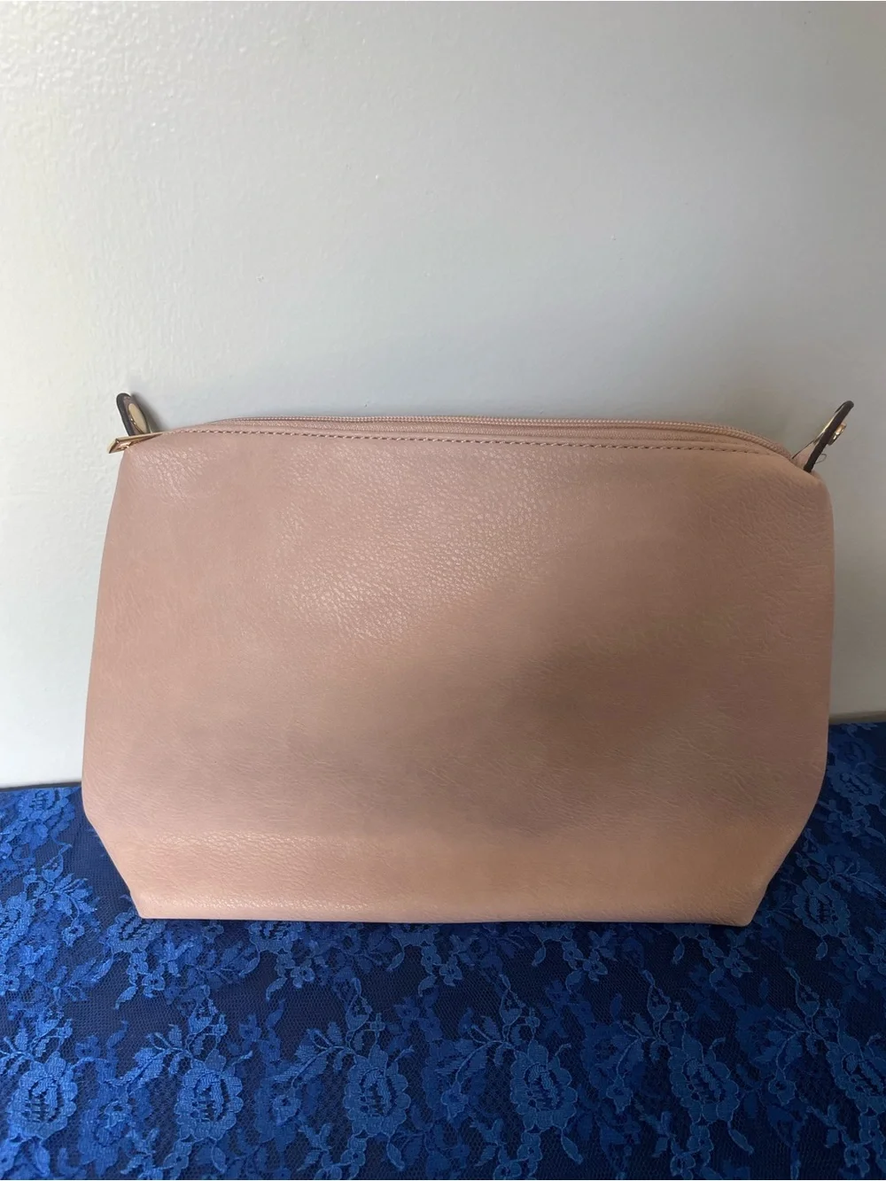NWOT Classic Faux Leather Cosmetic Pouch - Blush Pink